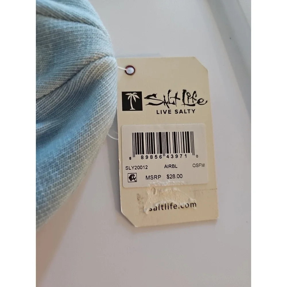Salt Life Girls Sky Blue Tie-Dye Cloud‎ Beanie Hat Knit Cap Fits Most One Size